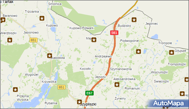 mapa Andrzejewo gmina Szypliszki, Andrzejewo gmina Szypliszki na mapie Targeo