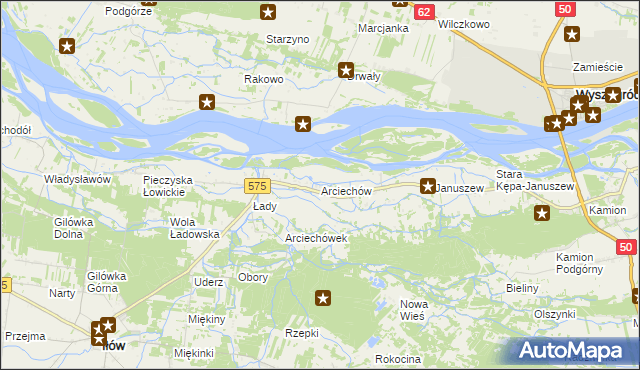 mapa Arciechów gmina Iłów, Arciechów gmina Iłów na mapie Targeo