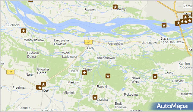 mapa Arciechówek, Arciechówek na mapie Targeo