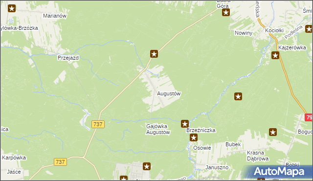 mapa Augustów gmina Pionki, Augustów gmina Pionki na mapie Targeo