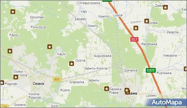 mapa Augustówka gmina Osieck, Augustówka gmina Osieck na mapie Targeo