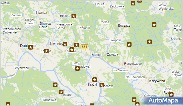 mapa Babice gmina Krzywcza, Babice gmina Krzywcza na mapie Targeo