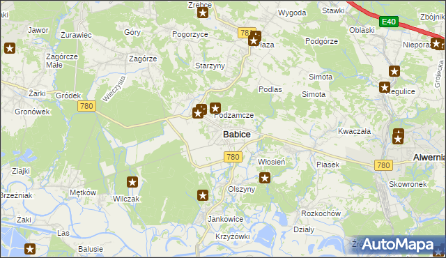 mapa Babice powiat chrzanowski, Babice powiat chrzanowski na mapie Targeo