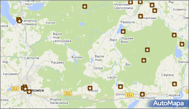 mapa Bącka Huta, Bącka Huta na mapie Targeo