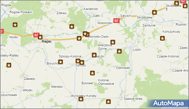mapa Baczki gmina Repki, Baczki gmina Repki na mapie Targeo