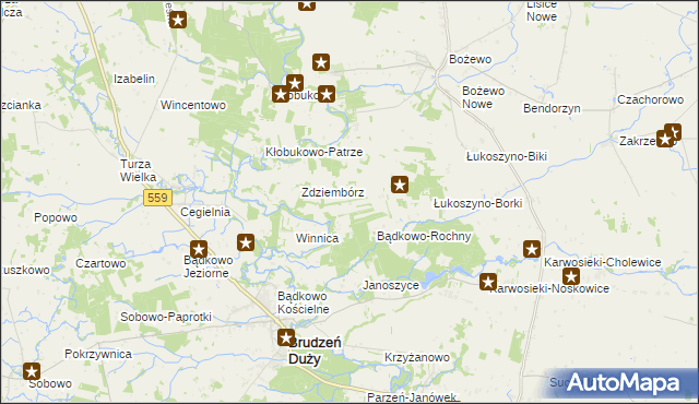 mapa Bądkowo-Podlasie, Bądkowo-Podlasie na mapie Targeo