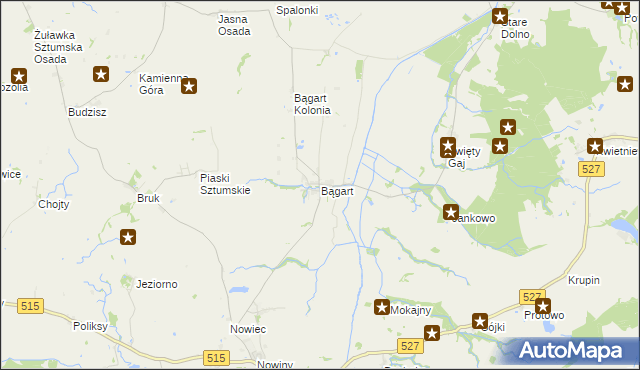 mapa Bągart gmina Dzierzgoń, Bągart gmina Dzierzgoń na mapie Targeo