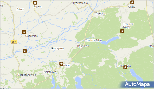 mapa Bagniewo gmina Drezdenko, Bagniewo gmina Drezdenko na mapie Targeo