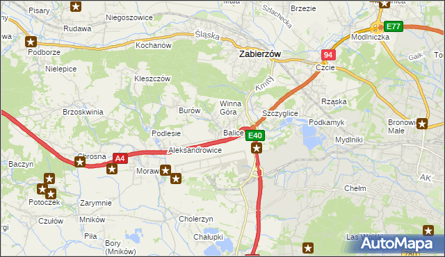 mapa Balice gmina Zabierzów, Balice gmina Zabierzów na mapie Targeo