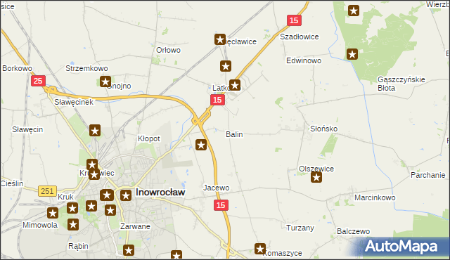 mapa Balin gmina Inowrocław, Balin gmina Inowrocław na mapie Targeo