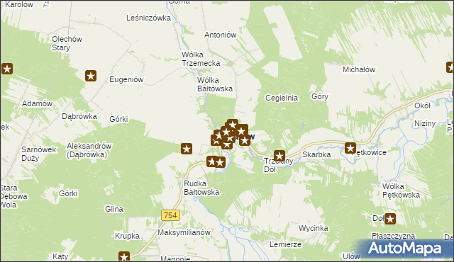 mapa Bałtów powiat ostrowiecki, Bałtów powiat ostrowiecki na mapie Targeo