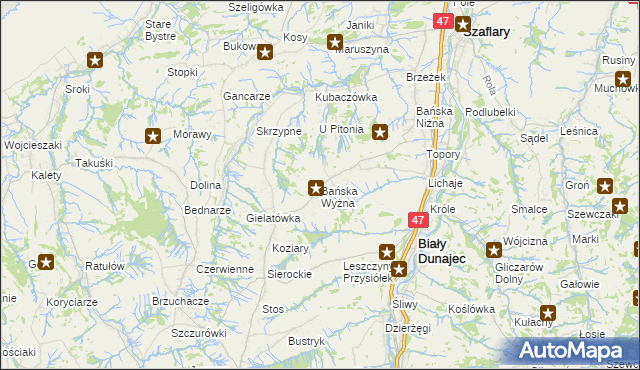 mapa Bańska Wyżna, Bańska Wyżna na mapie Targeo