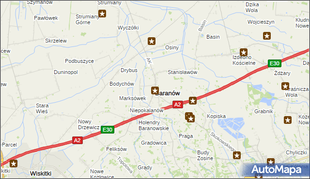 mapa Baranów powiat grodziski, Baranów powiat grodziski na mapie Targeo