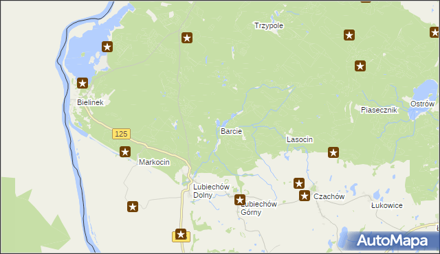 mapa Barcie gmina Cedynia, Barcie gmina Cedynia na mapie Targeo