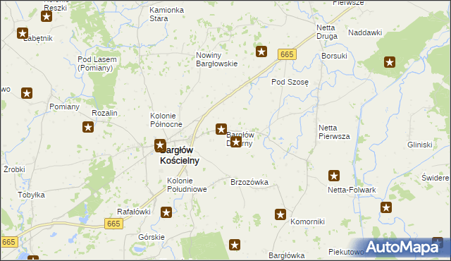 mapa Bargłów Dworny, Bargłów Dworny na mapie Targeo