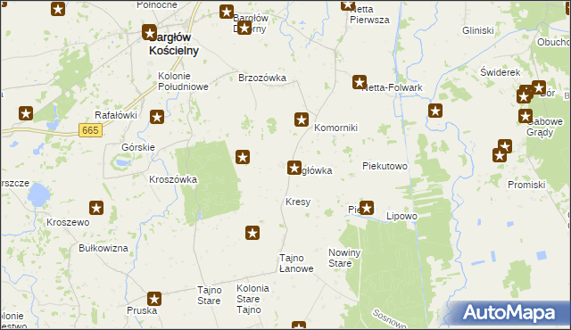 mapa Bargłówka gmina Bargłów Kościelny, Bargłówka gmina Bargłów Kościelny na mapie Targeo