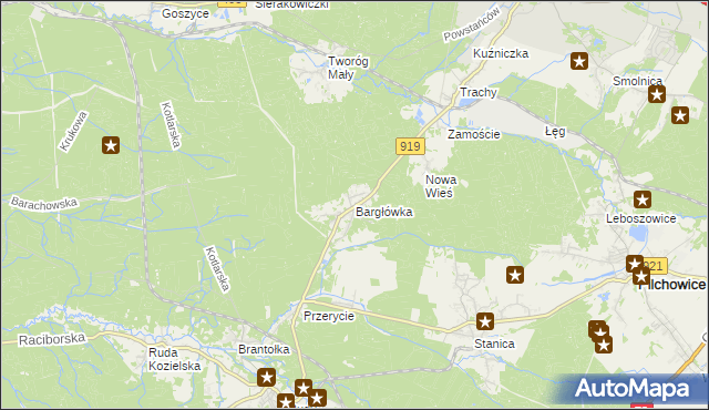 mapa Bargłówka gmina Sośnicowice, Bargłówka gmina Sośnicowice na mapie Targeo