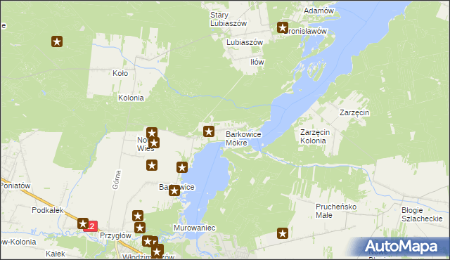 mapa Barkowice Mokre, Barkowice Mokre na mapie Targeo