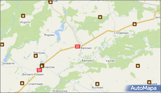 mapa Barkowo gmina Człuchów, Barkowo gmina Człuchów na mapie Targeo