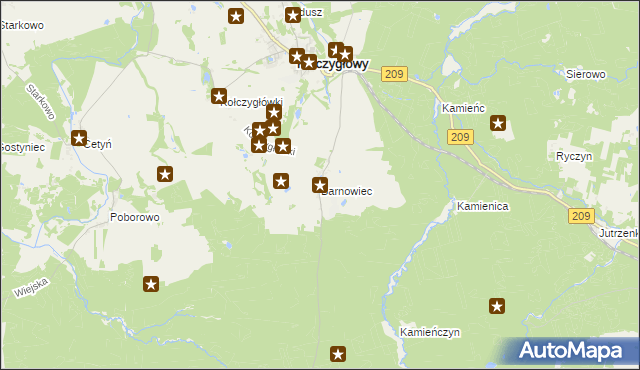 mapa Barnowiec gmina Kołczygłowy, Barnowiec gmina Kołczygłowy na mapie Targeo