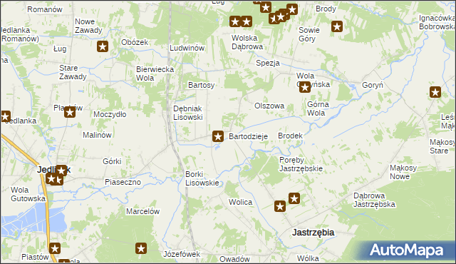 mapa Bartodzieje gmina Jastrzębia, Bartodzieje gmina Jastrzębia na mapie Targeo