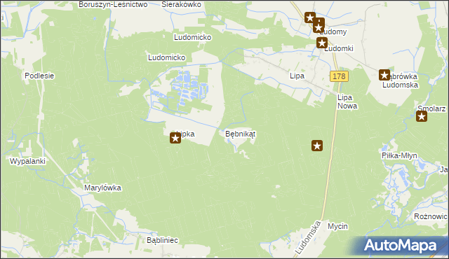mapa Bębnikąt gmina Oborniki, Bębnikąt gmina Oborniki na mapie Targeo