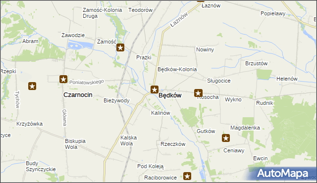 mapa Będków powiat tomaszowski, Będków powiat tomaszowski na mapie Targeo