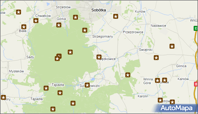 mapa Będkowice gmina Sobótka, Będkowice gmina Sobótka na mapie Targeo