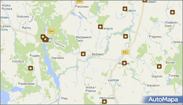 mapa Bezławki, Bezławki na mapie Targeo