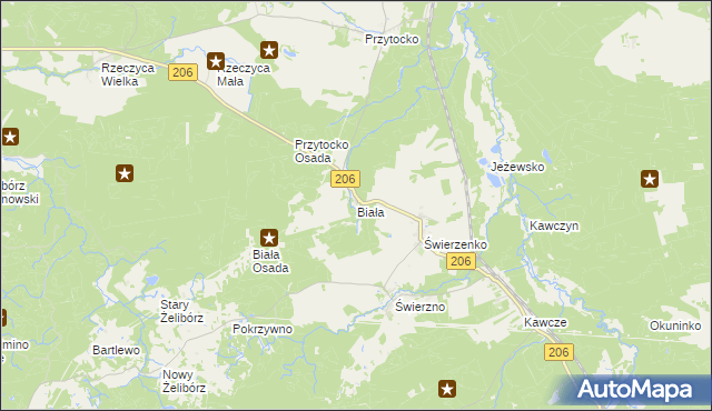 mapa Biała gmina Miastko, Biała gmina Miastko na mapie Targeo