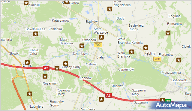 mapa Biała gmina Zgierz, Biała gmina Zgierz na mapie Targeo