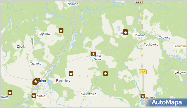 mapa Biała Góra gmina Rąbino, Biała Góra gmina Rąbino na mapie Targeo