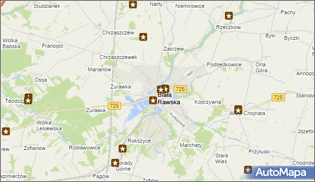 mapa Biała Rawska, Biała Rawska na mapie Targeo