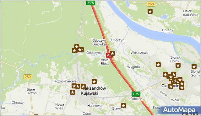 mapa Białe Błota gmina Aleksandrów Kujawski, Białe Błota gmina Aleksandrów Kujawski na mapie Targeo