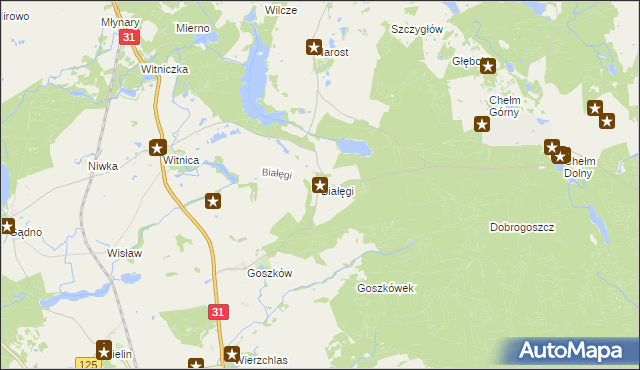 mapa Białęgi gmina Chojna, Białęgi gmina Chojna na mapie Targeo