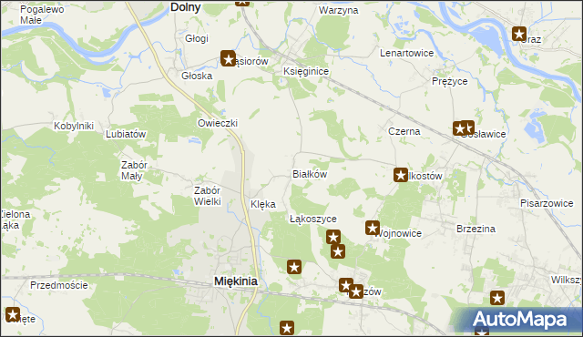 mapa Białków gmina Miękinia, Białków gmina Miękinia na mapie Targeo