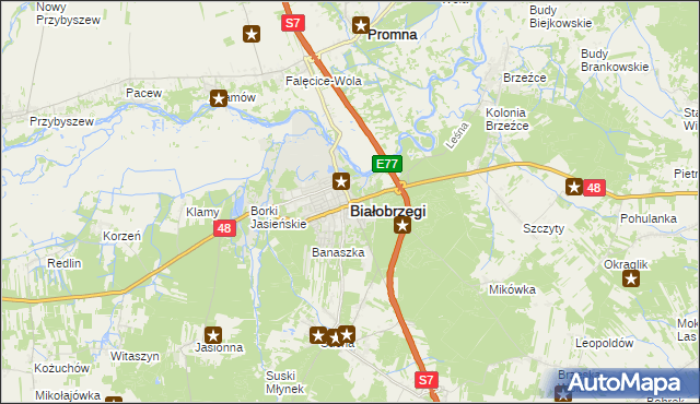 mapa Białobrzegi, Białobrzegi na mapie Targeo