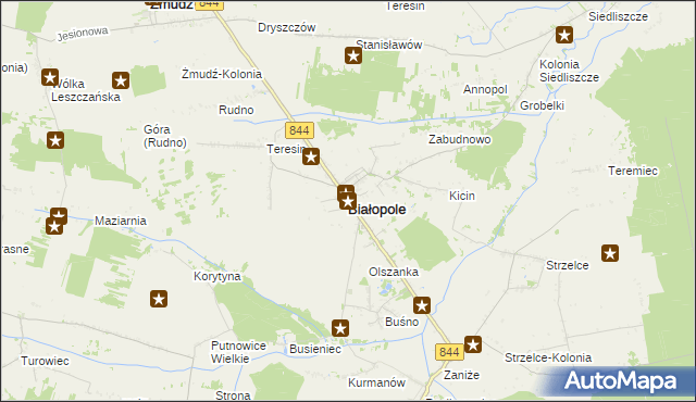 mapa Białopole powiat chełmski, Białopole powiat chełmski na mapie Targeo