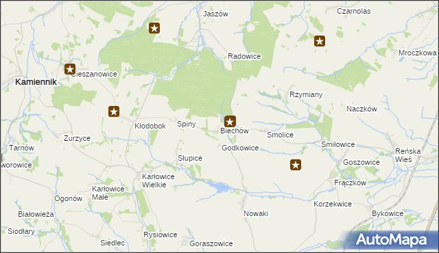 mapa Biechów gmina Pakosławice, Biechów gmina Pakosławice na mapie Targeo