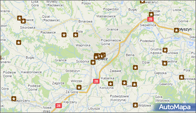 mapa Biecz powiat gorlicki, Biecz powiat gorlicki na mapie Targeo