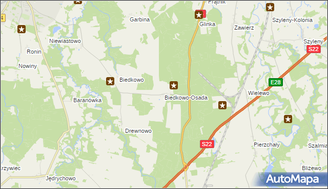 mapa Biedkowo-Osada, Biedkowo-Osada na mapie Targeo