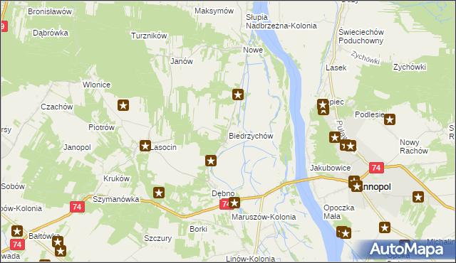 mapa Biedrzychów gmina Ożarów, Biedrzychów gmina Ożarów na mapie Targeo