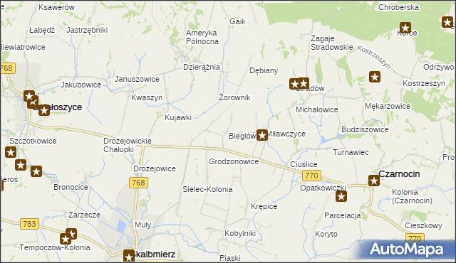 mapa Bieglów, Bieglów na mapie Targeo