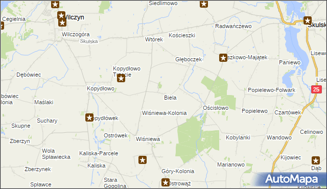 mapa Biela gmina Wilczyn, Biela gmina Wilczyn na mapie Targeo