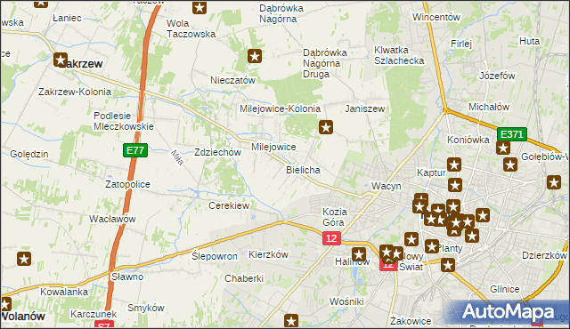 mapa Bielicha, Bielicha na mapie Targeo