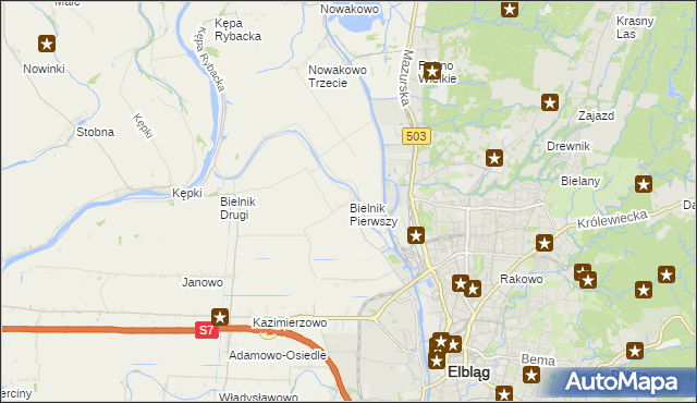 mapa Bielnik Pierwszy, Bielnik Pierwszy na mapie Targeo