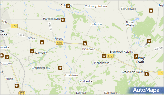 mapa Bieniowce, Bieniowce na mapie Targeo