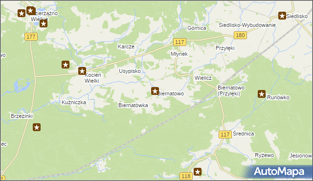 mapa Biernatowo, Biernatowo na mapie Targeo