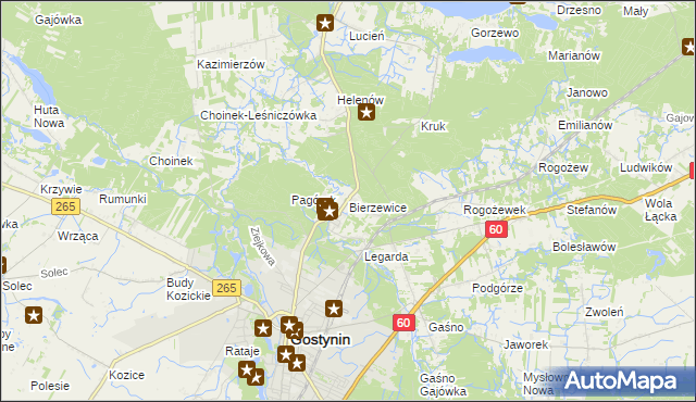 mapa Bierzewice, Bierzewice na mapie Targeo