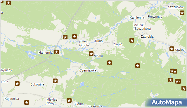 mapa Bihale, Bihale na mapie Targeo